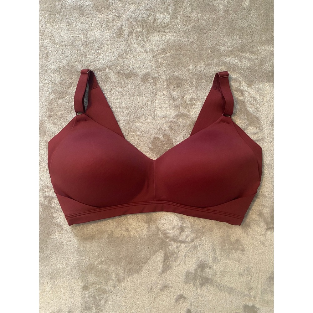 Warner's Bra Sz L Burgundy Cloud 9 Wire-Free Contour‎ Seamless Lightly Lined